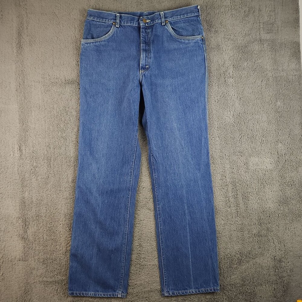 Lee Men's Regular Fit Straight Leg VTG 80's Jeans Tag 38x34 Fit 34x33‎ USA Made